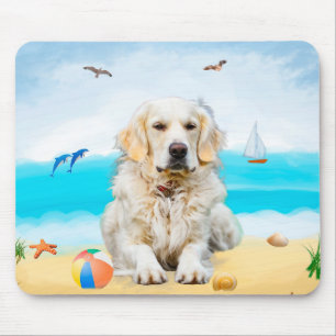 Golden Retriever Dog op strand Muismat