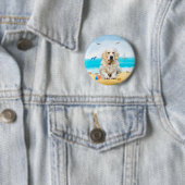 Golden Retriever Dog op strand Ronde Button 5,7 Cm (In situ)