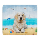 Golden Retriever Dog op strand Snijplank (Voorkant)