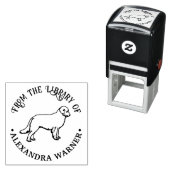 Golden Retriever Dog Outline Bibliotheek Boeknaam Zelfinktende Stempel (In situ)
