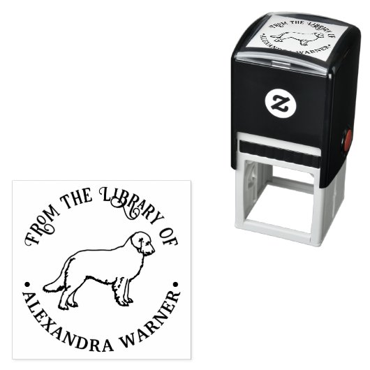 Golden Retriever Dog Outline Bibliotheek Boeknaam Zelfinktende Stempel (In situ)