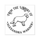 Golden Retriever Dog Outline Bibliotheek Boeknaam Zelfinktende Stempel (Design)