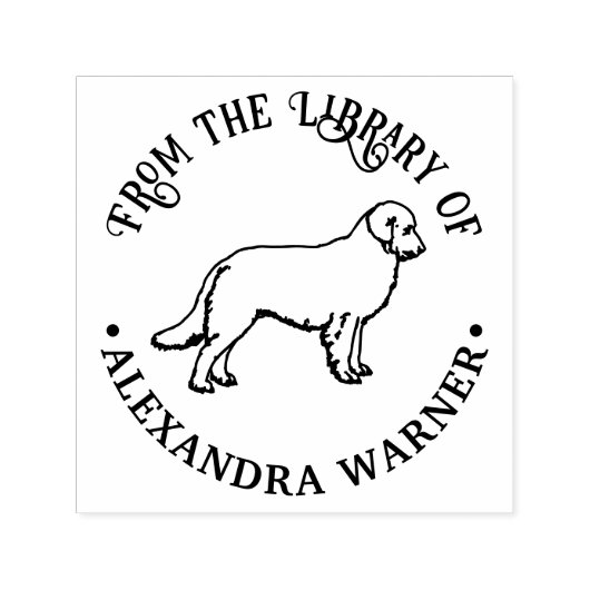 Golden Retriever Dog Outline Bibliotheek Boeknaam Zelfinktende Stempel (Design)