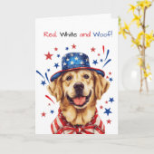 Golden Retriever Dog Patriotic Pet 4 juli aangekon Kaart (Gele Bloem)