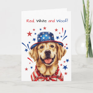 Golden Retriever Dog Patriotic Pet 4 juli aangekon Kaart