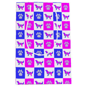 Golden Retriever Dog & Paw Hot Pink & Blue Medium Cadeauzakje