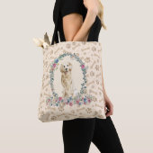 Golden Retriever Dog Paw Print & Dog Bone Cute Tote Bag (Dichtbij)