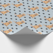 Golden Retriever Dog Paw Print Pattern op Silver Cadeaupapier (Hoek)