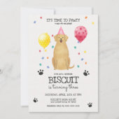 Golden Retriever Dog Pawty Puppy Birthday Roze Kaart (Voorkant)