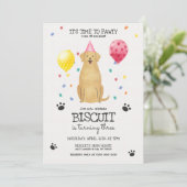 Golden Retriever Dog Pawty Puppy Birthday Roze Kaart (Staand voorkant)