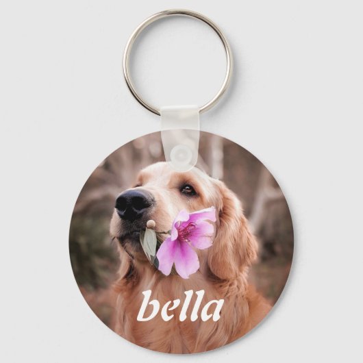 Golden Retriever Dog Persoonlijke foto Wirele Sleutelhanger (Voorkant)