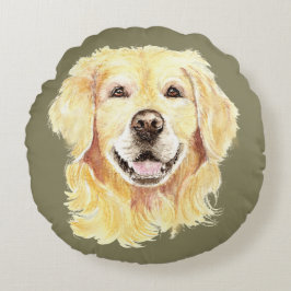 Golden Retriever Dog Pet Animal Art Rond Kussen