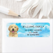 Golden Retriever Dog Pet Animal Waterverf Adres Etiket (Insitu)