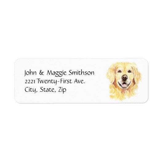 Golden Retriever Dog Pet Animal waterverf Etiket (Voorkant)