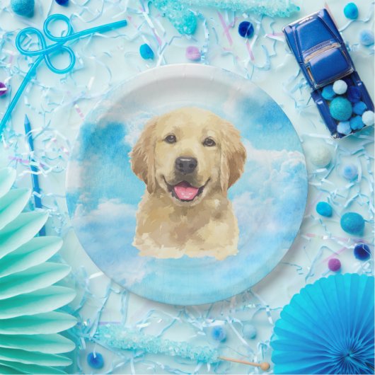 Golden Retriever Dog Pet Animal Waterverf Papieren Bordje (Feest)