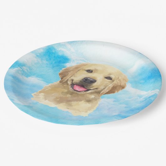Golden Retriever Dog Pet Animal Waterverf Papieren Bordje (Gekanteld)