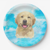 Golden Retriever Dog Pet Animal Waterverf Papieren Bordje (Voorkant)