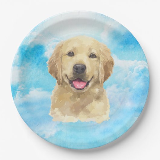 Golden Retriever Dog Pet Animal Waterverf Papieren Bordje (Voorkant)