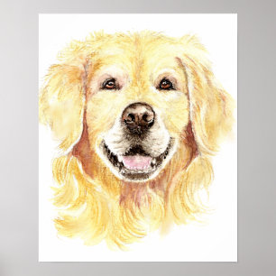 Golden Retriever Dog Pet Animal waterverf Poster
