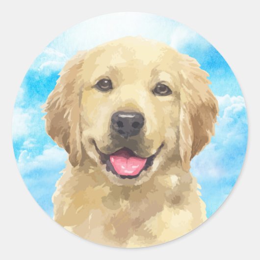 Golden Retriever Dog Pet Animal Waterverf Sticker (Voorkant)