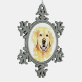 Golden Retriever Dog Pet Animal waterverf Tin Sneeuwvlok Ornament (Links)