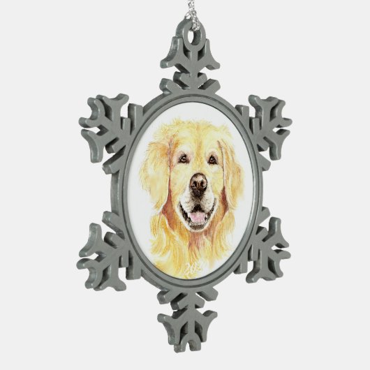 Golden Retriever Dog Pet Animal waterverf Tin Sneeuwvlok Ornament (Links)