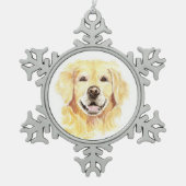 Golden Retriever Dog Pet Animal waterverf Tin Sneeuwvlok Ornament (Voorkant)
