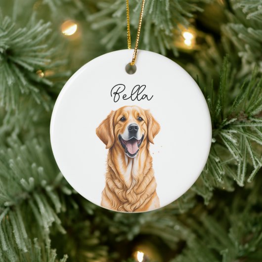 Golden Retriever Dog Pet Custom Kerstmis Keramisch Ornament (Boom)
