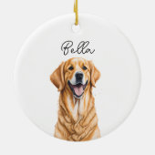 Golden Retriever Dog Pet Custom Kerstmis Keramisch Ornament (Achterkant)