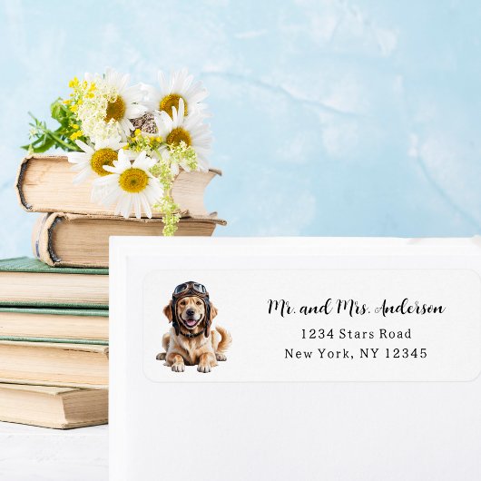 Golden Retriever Dog Pilot Best Friend Cute Pet Etiket