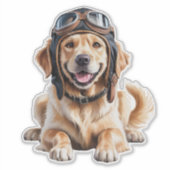 Golden Retriever Dog Pilot Best Friend Cute Pet Sticker (Voorkant)
