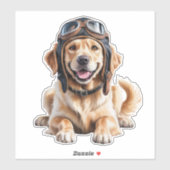Golden Retriever Dog Pilot Best Friend Cute Pet Sticker (Vel)