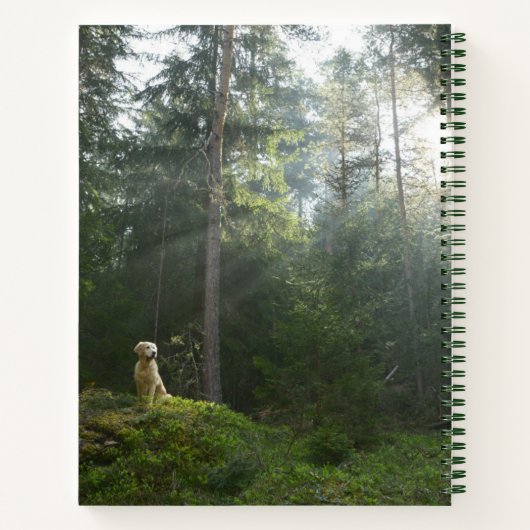 Golden Retriever Dog | Pine Woodland Notitieboek (Achterkant)