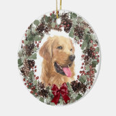 Golden Retriever Dog Pinecone Wreath Personalized Keramisch Ornament (Links)