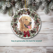 Golden Retriever Dog Pinecone Wreath Personalized Keramisch Ornament
