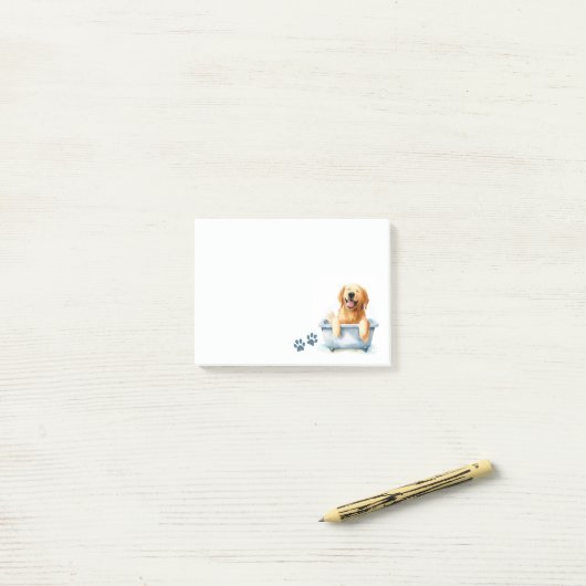 Golden Retriever Dog Post-it® Notes (Op bureau)