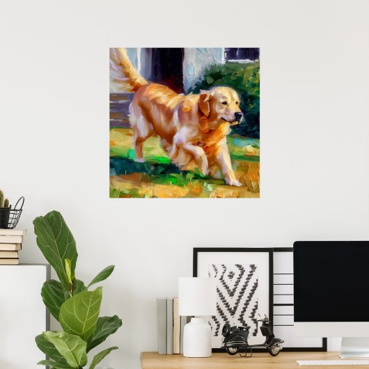 Golden Retriever Dog Poster (Thuiskantoor)