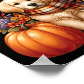 Golden Retriever Dog Pumpkin Spice Happy Herfst Ya Poster (Hoek)