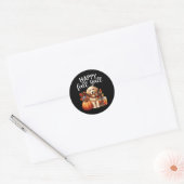 Golden Retriever Dog Pumpkin Spice Happy Herfst Ya Ronde Sticker (Envelop)