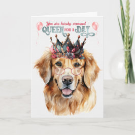 Golden Retriever Dog Queen voor Dag Funny Birthday Kaart