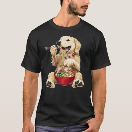 Golden Retriever Dog Ramen Japanese Noodles T-shirt (Voorkant)