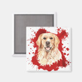 Golden Retriever Dog Red Abstract Magneet (Voorkant / Achterkant)