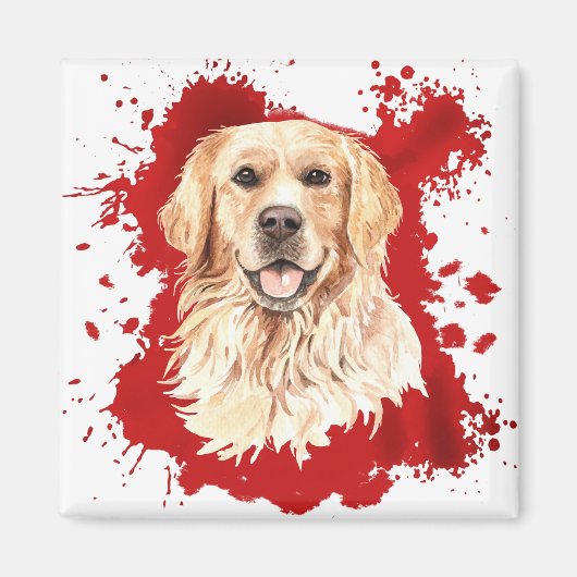Golden Retriever Dog Red Abstract Magneet (Voorkant)