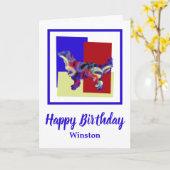 Golden Retriever Dog Red Blue Yellow Birthday Kaar Kaart (Gele Bloem)