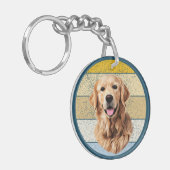 Golden Retriever Dog Retro Background Sleutelhange Sleutelhanger (Voorkant Links)