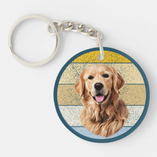 Golden Retriever Dog Retro Background Sleutelhange Sleutelhanger