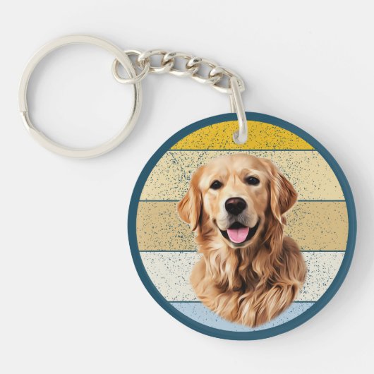 Golden Retriever Dog Retro Background Sleutelhange Sleutelhanger (Voorkant)