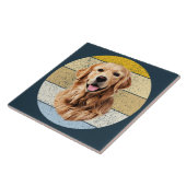Golden Retriever Dog Retro Sunset Ceramic Tegel Tegeltje (Zijkant)