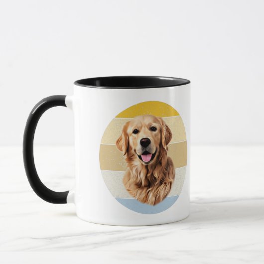 Golden Retriever Dog Retro Sunset Mok (Links)