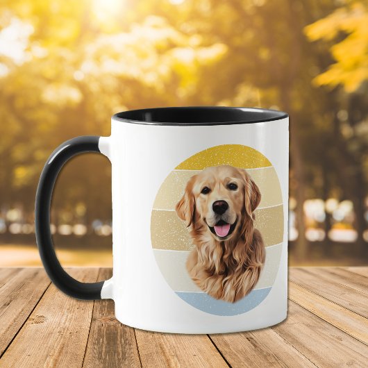 Golden Retriever Dog Retro Sunset Mok
